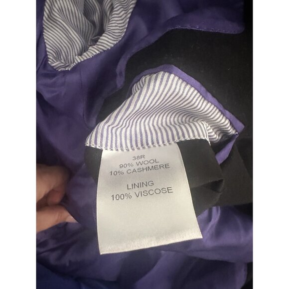 Mens CHARLES TYRWHITT Wool Cashmere Blend Black Slim Fit Long Coat Size 38 R - Picture 4 of 4